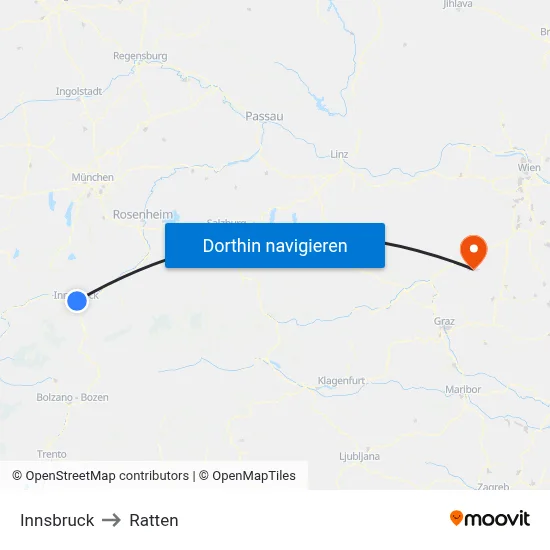 Innsbruck to Ratten map