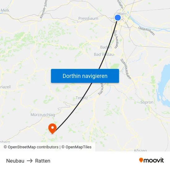Neubau to Ratten map