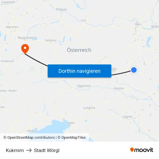 Kukmirn to Stadt Wörgl map