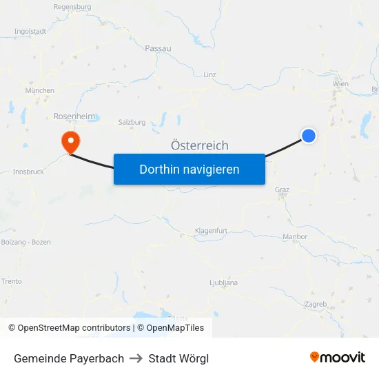 Gemeinde Payerbach to Stadt Wörgl map