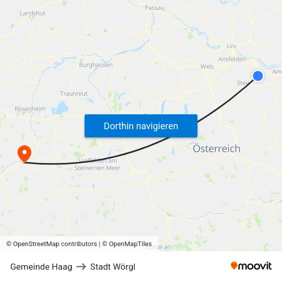 Gemeinde Haag to Stadt Wörgl map