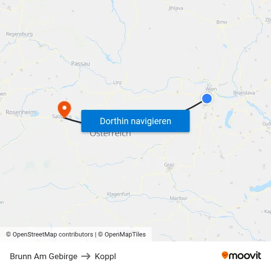 Brunn Am Gebirge to Koppl map