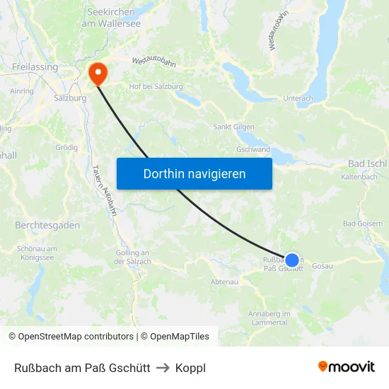 Rußbach am Paß Gschütt to Koppl map