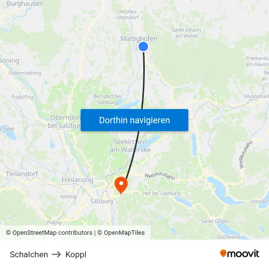 Schalchen to Koppl map