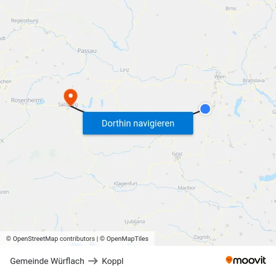 Gemeinde Würflach to Koppl map