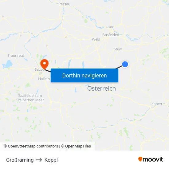 Großraming to Koppl map