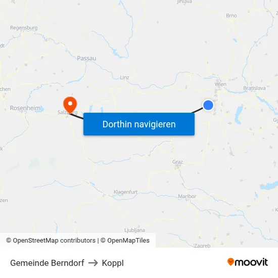 Gemeinde Berndorf to Koppl map