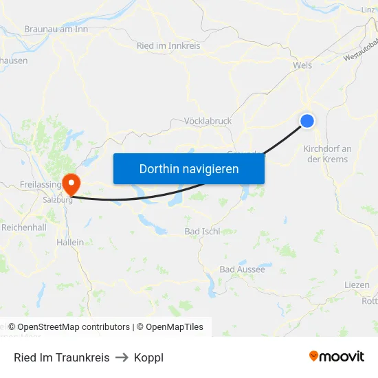 Ried Im Traunkreis to Koppl map