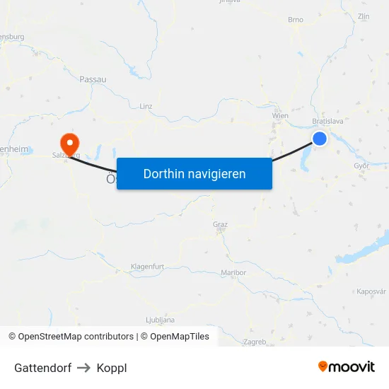 Gattendorf to Koppl map