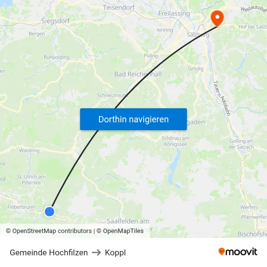 Gemeinde Hochfilzen to Koppl map