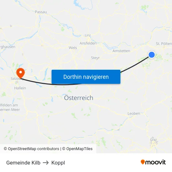 Gemeinde Kilb to Koppl map