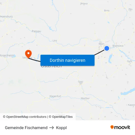 Gemeinde Fischamend to Koppl map