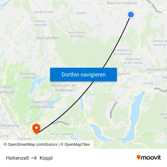 Hohenzell to Koppl map