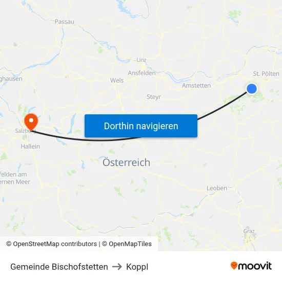 Gemeinde Bischofstetten to Koppl map