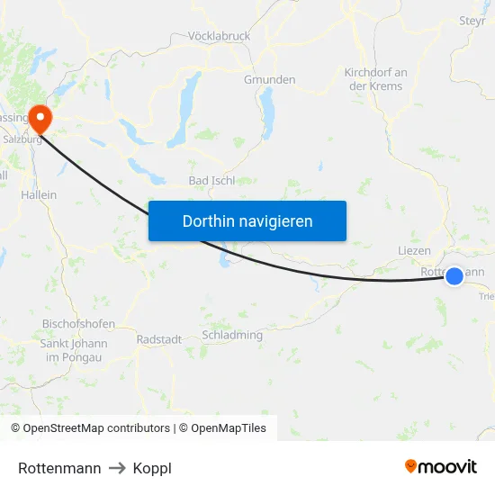 Rottenmann to Koppl map