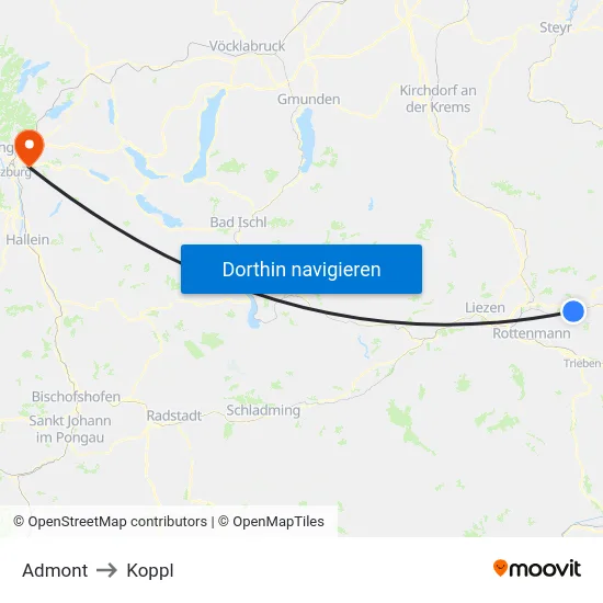 Admont to Koppl map