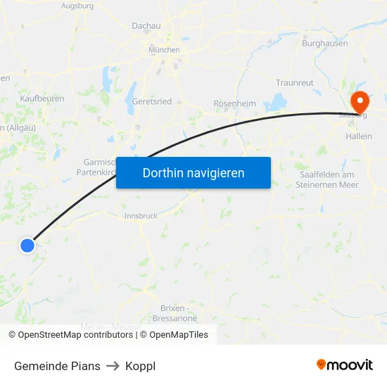 Gemeinde Pians to Koppl map