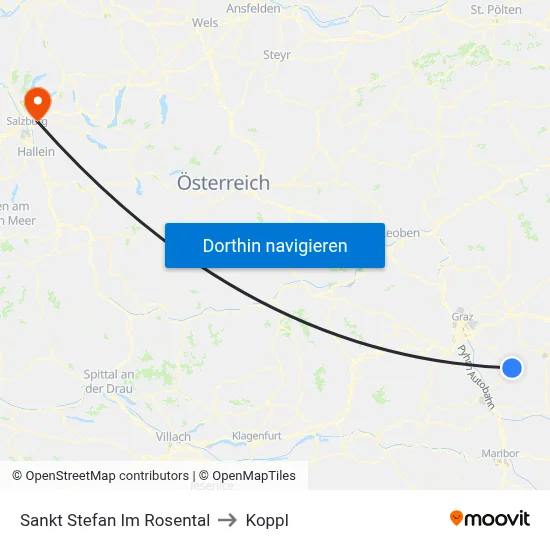 Sankt Stefan Im Rosental to Koppl map