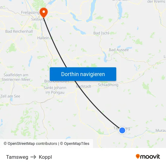 Tamsweg to Koppl map