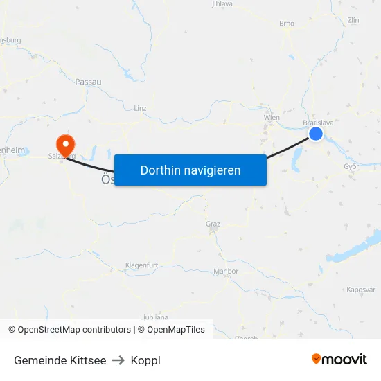 Gemeinde Kittsee to Koppl map