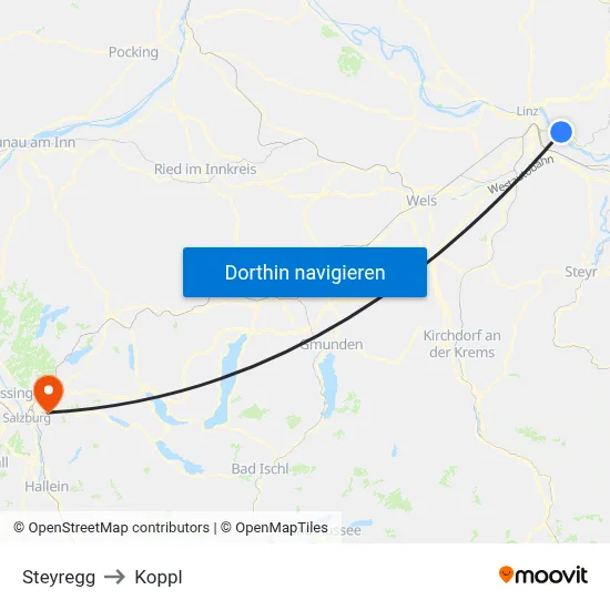 Steyregg to Koppl map
