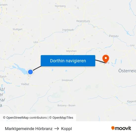 Marktgemeinde Hörbranz to Koppl map