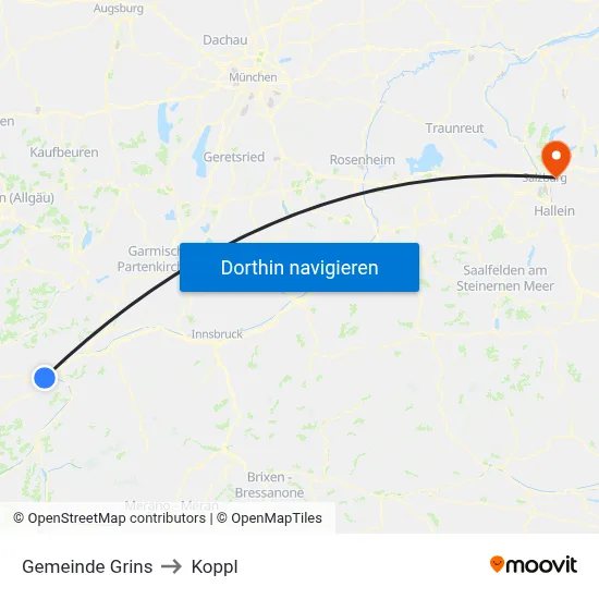 Gemeinde Grins to Koppl map
