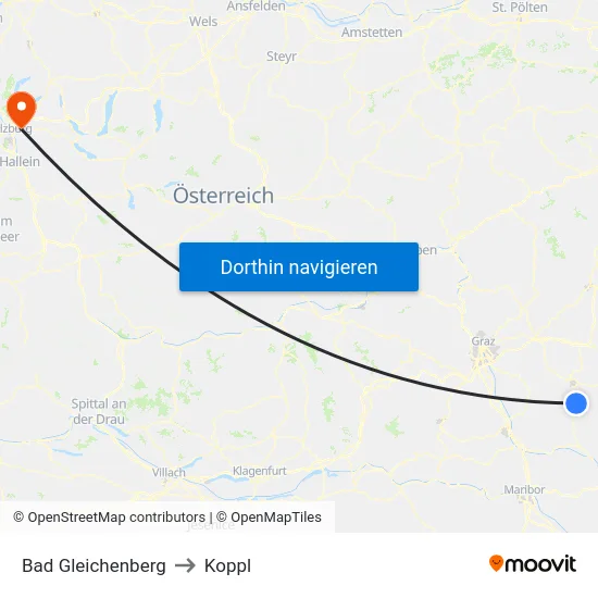 Bad Gleichenberg to Koppl map