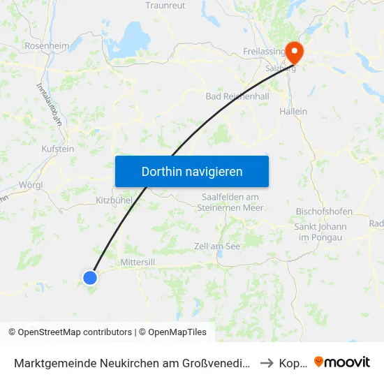 Marktgemeinde Neukirchen am Großvenediger to Koppl map