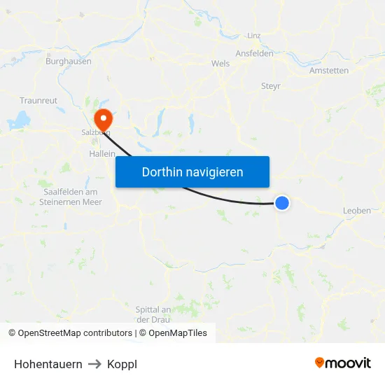 Hohentauern to Koppl map