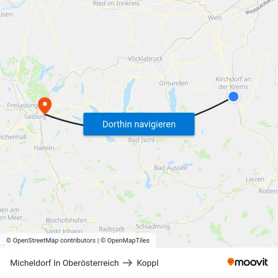 Micheldorf In Oberösterreich to Koppl map