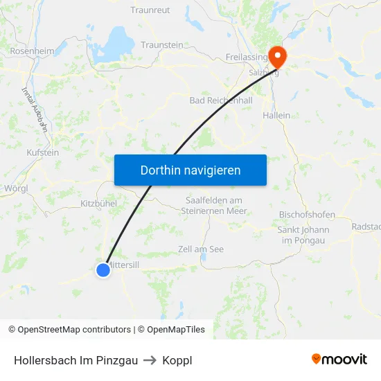Hollersbach Im Pinzgau to Koppl map