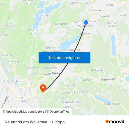 Neumarkt am Wallersee to Koppl map