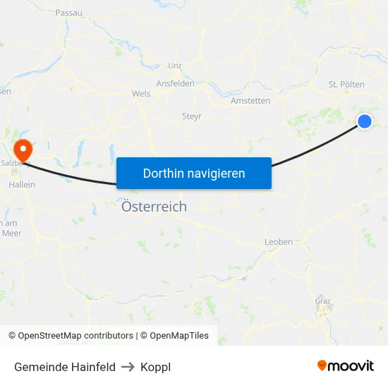 Gemeinde Hainfeld to Koppl map