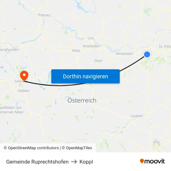 Gemeinde Ruprechtshofen to Koppl map