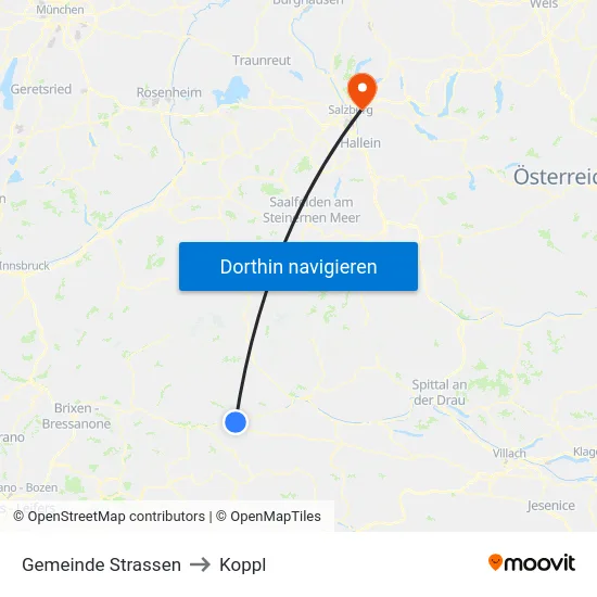 Gemeinde Strassen to Koppl map