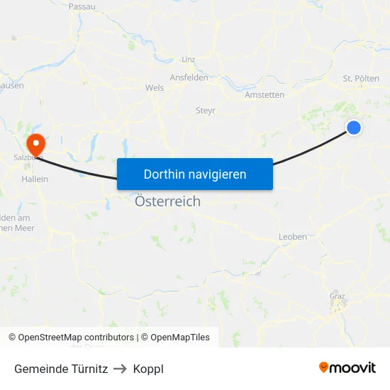 Gemeinde Türnitz to Koppl map