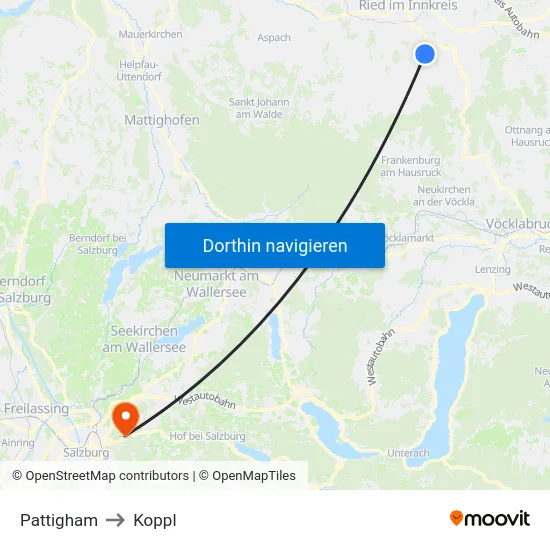 Pattigham to Koppl map