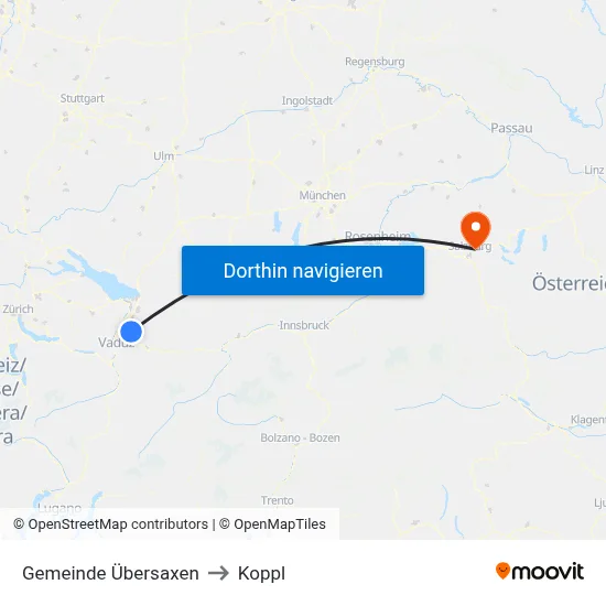 Gemeinde Übersaxen to Koppl map