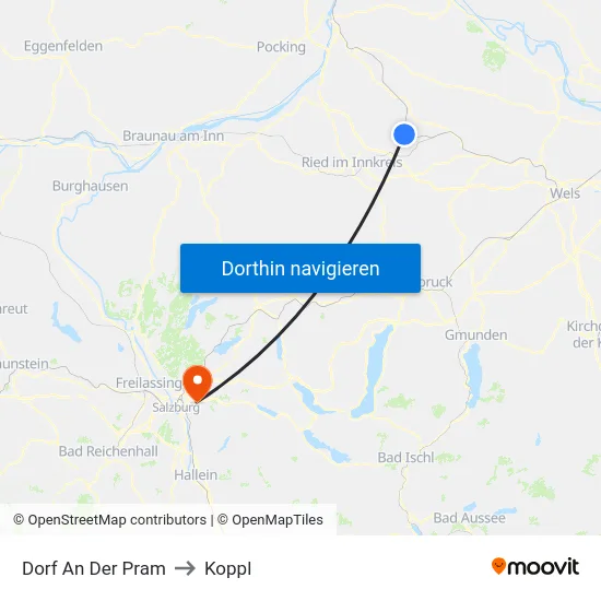Dorf An Der Pram to Koppl map
