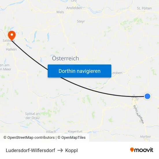 Ludersdorf-Wilfersdorf to Koppl map