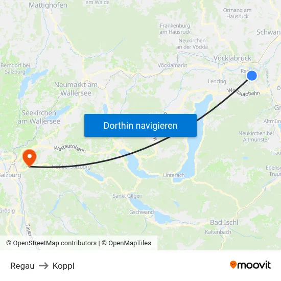 Regau to Koppl map