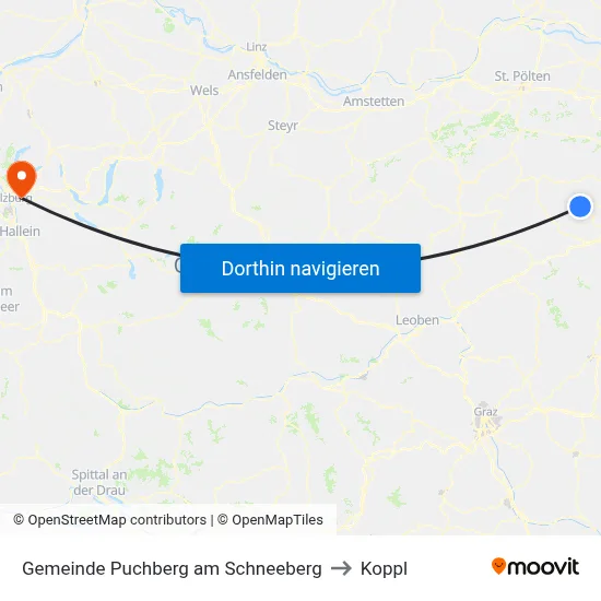 Gemeinde Puchberg am Schneeberg to Koppl map