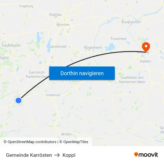 Gemeinde Karrösten to Koppl map