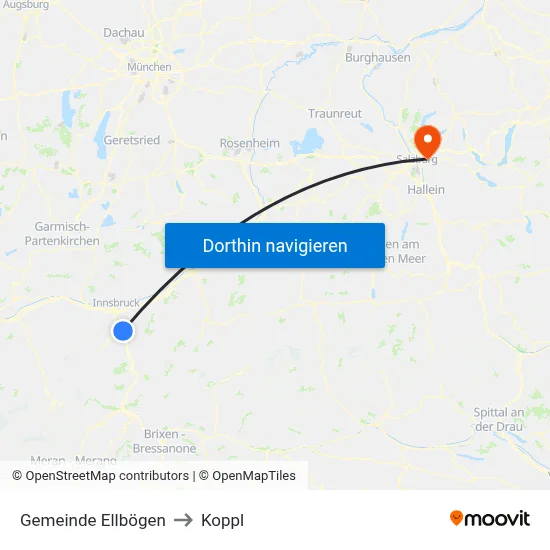 Gemeinde Ellbögen to Koppl map