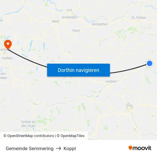 Gemeinde Semmering to Koppl map