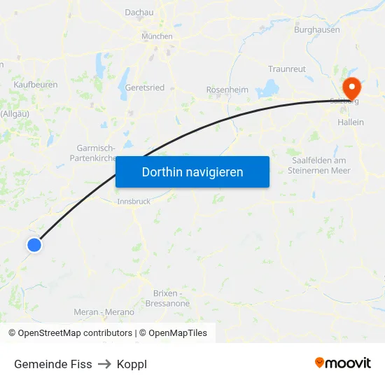 Gemeinde Fiss to Koppl map