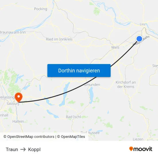 Traun to Koppl map