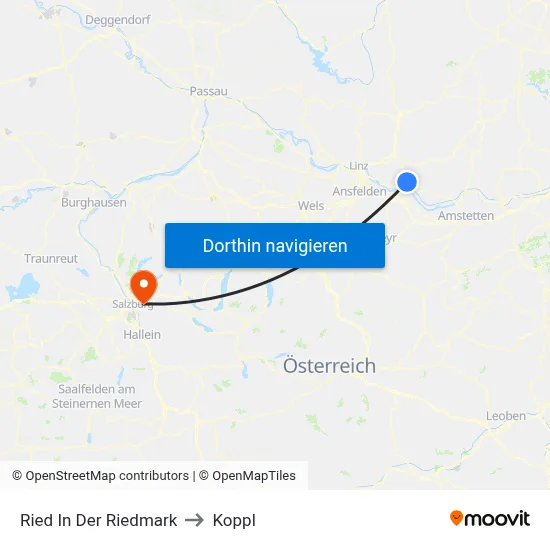 Ried In Der Riedmark to Koppl map