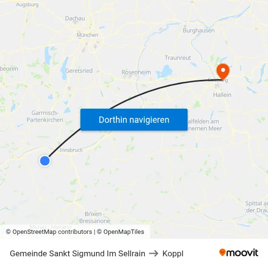 Gemeinde Sankt Sigmund Im Sellrain to Koppl map